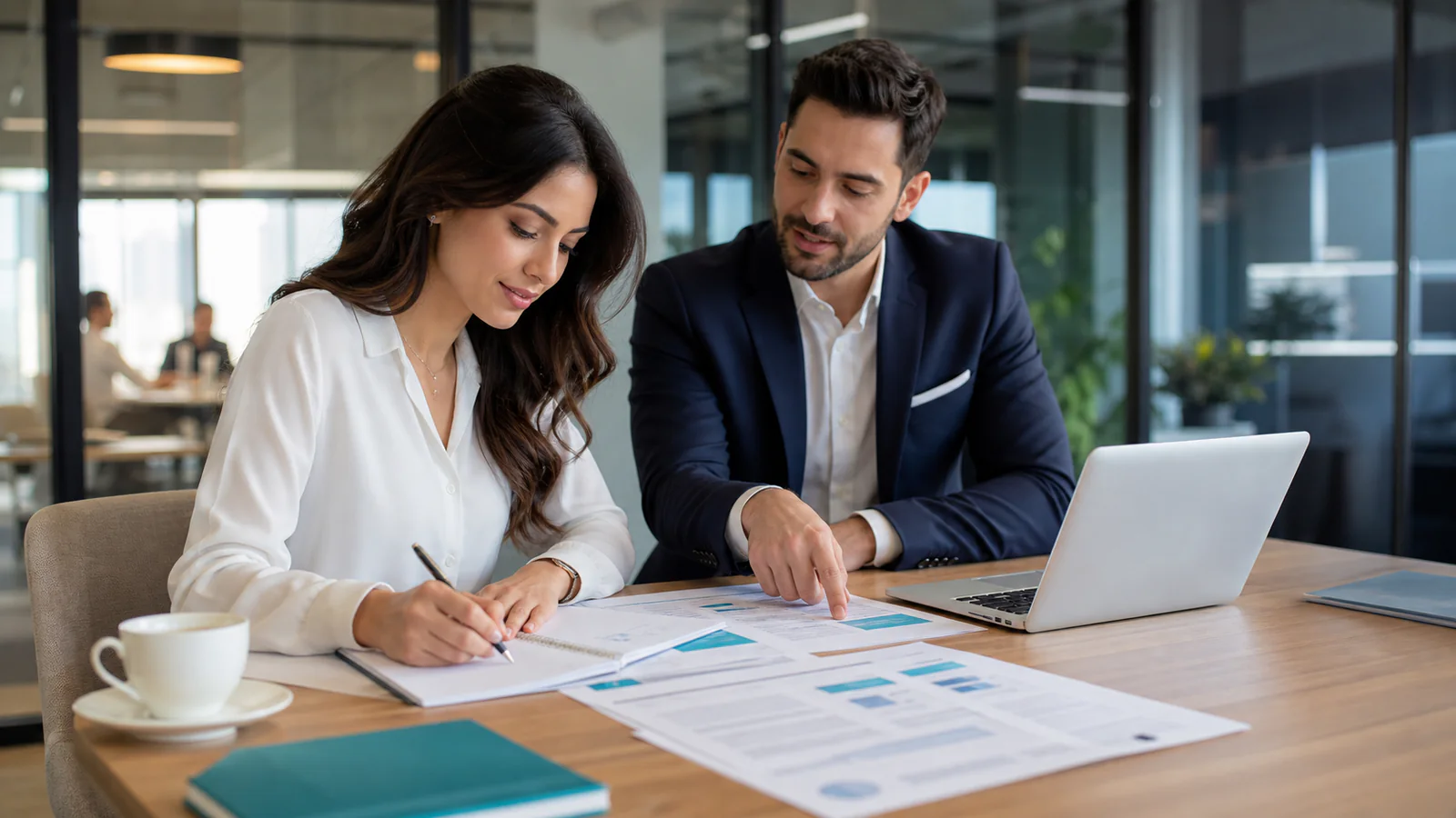 Consultant and client agreeing a recruitment brief