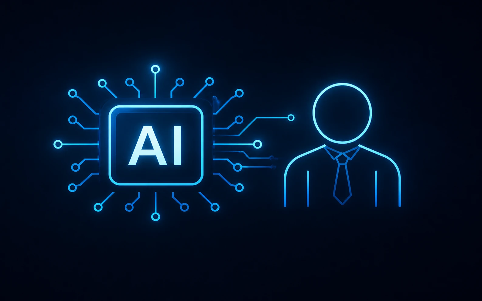 AI chip connected to a human professional outline